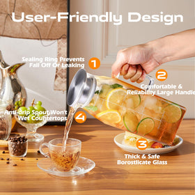Aofmee borosilicate glass body highlights heat resistance and clarity for hot or cold drinks.