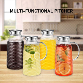 Aofmee durable borosilicate glass pitcher with high heat tolerance.