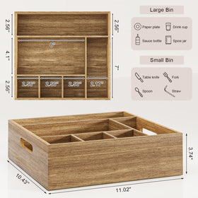 Aofure Acacia Wood Caddy for outdoor gatherings and picnics