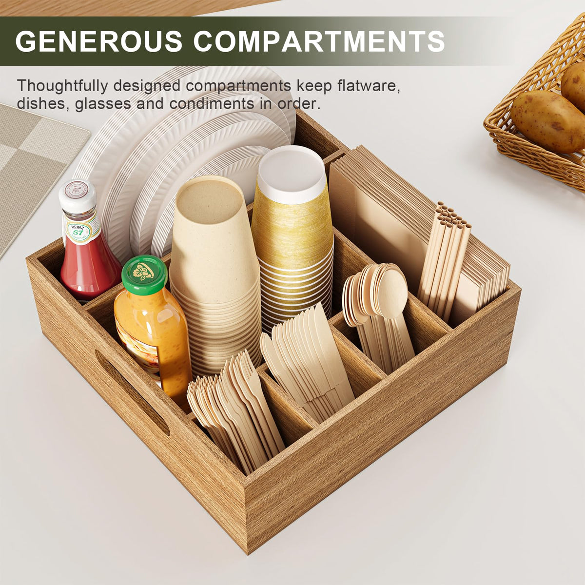 Aofure Acacia Wood Caddy adds rustic charm to weddings and holidays