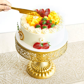 Aofure gold 2-tier cake stand showcases cupcakes with vintage flair