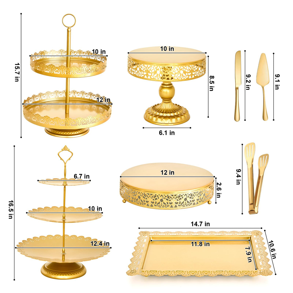Aofure gold lace-edge round cake stand for refined celebrations