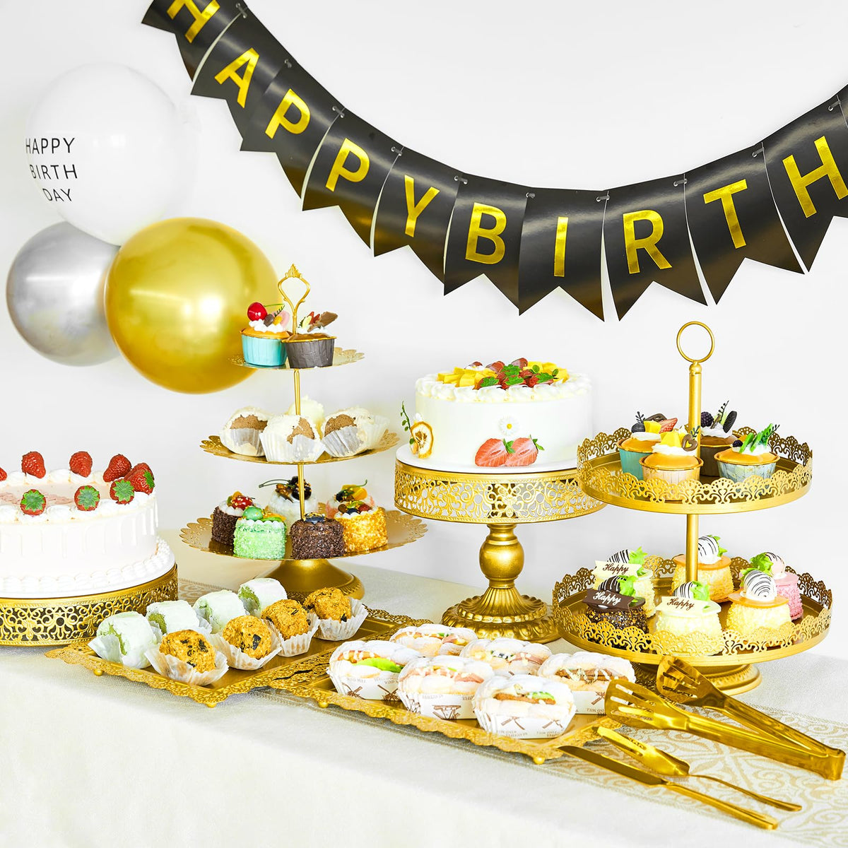 Aofure gold rectangle plate keeps pastries neatly arranged