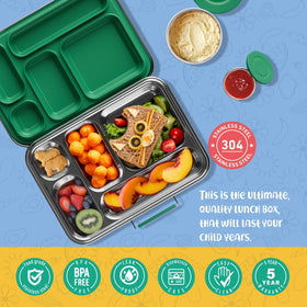 AOHEA bento box kids green dimensions showcase compact, portable lunch