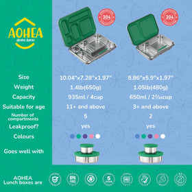 AOHEA bento box kids green leakproof-accessories keep sauces contained