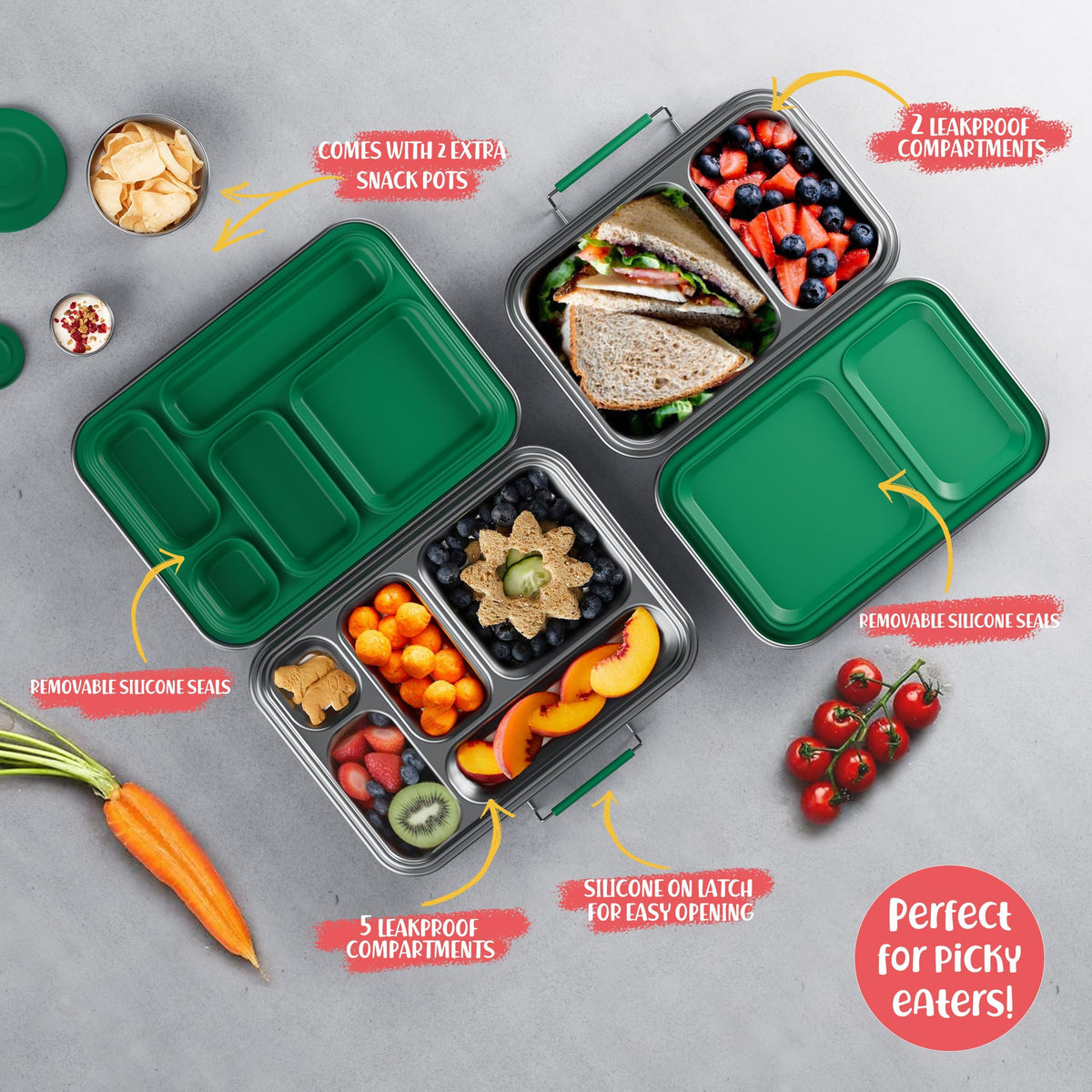 AOHEA bento box kids green safety-materials offer non-toxic use