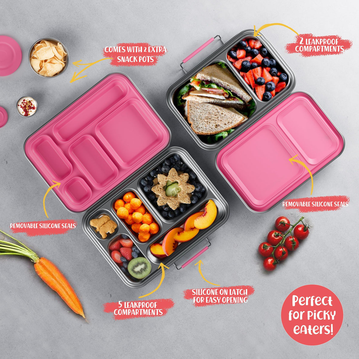 AOHEA five-compartment lunch box ideal for varied meals and snacks