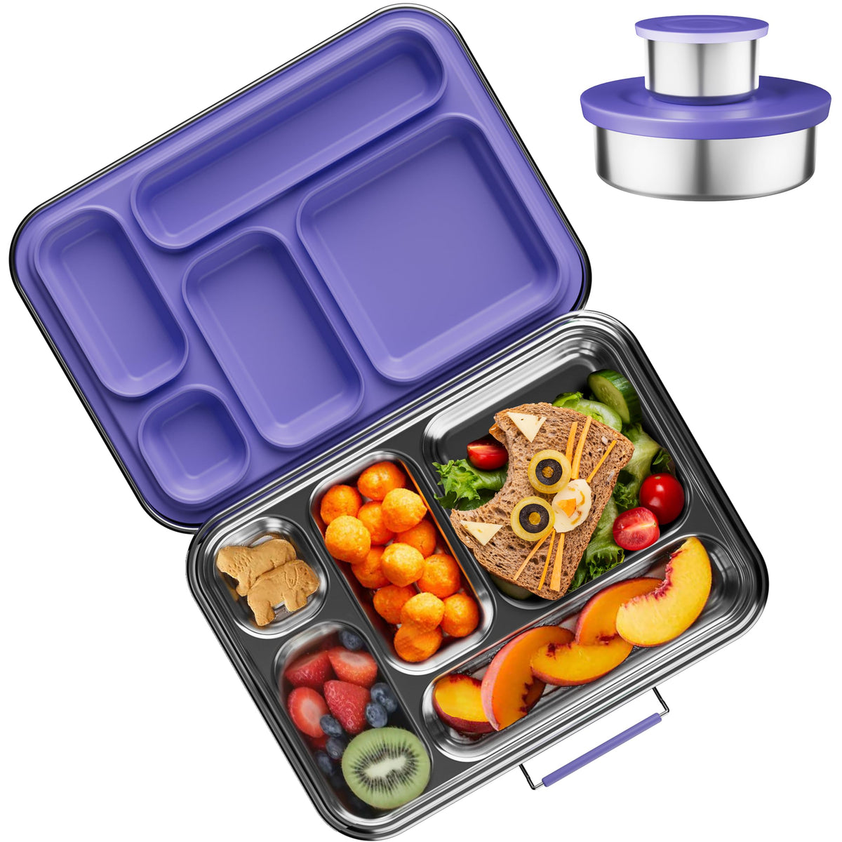 AOHEA kids bento box with purple lid offers leak resistance for school lunches