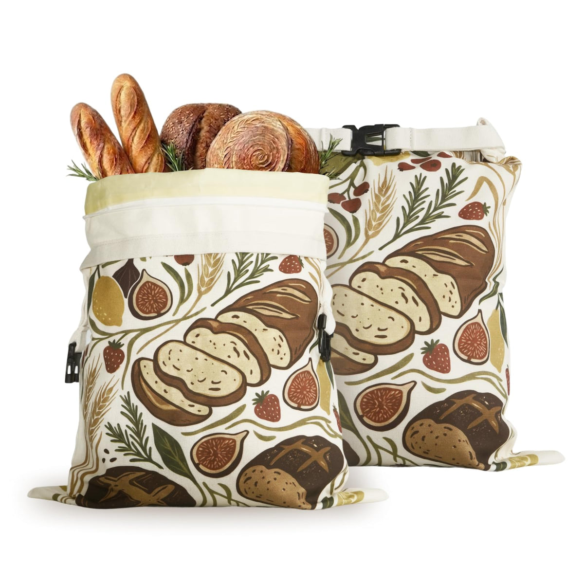 AOILONLI bread bags with zipper seal for fresh bread storage.