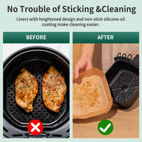 AOJOYS eight-inch square parchment liner showing non-stick surface.