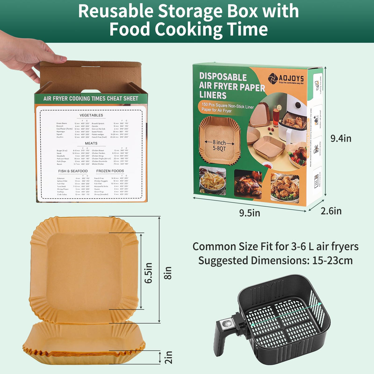 AOJOYS microwave and oven-safe parchment liner.