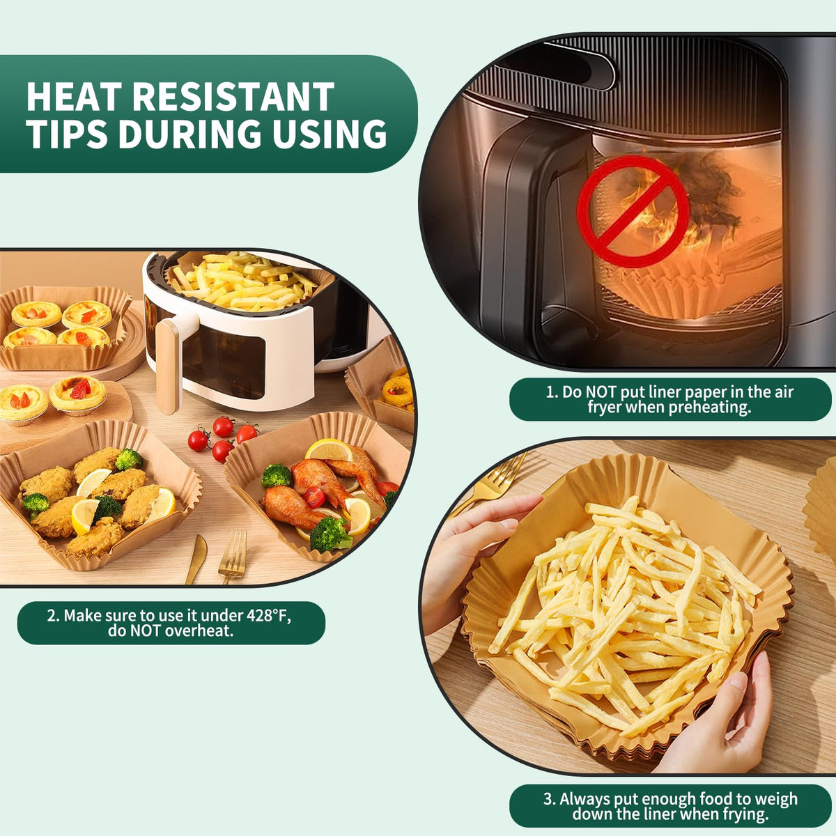 AOJOYS non-stick parchment liner with oil-proof coating.