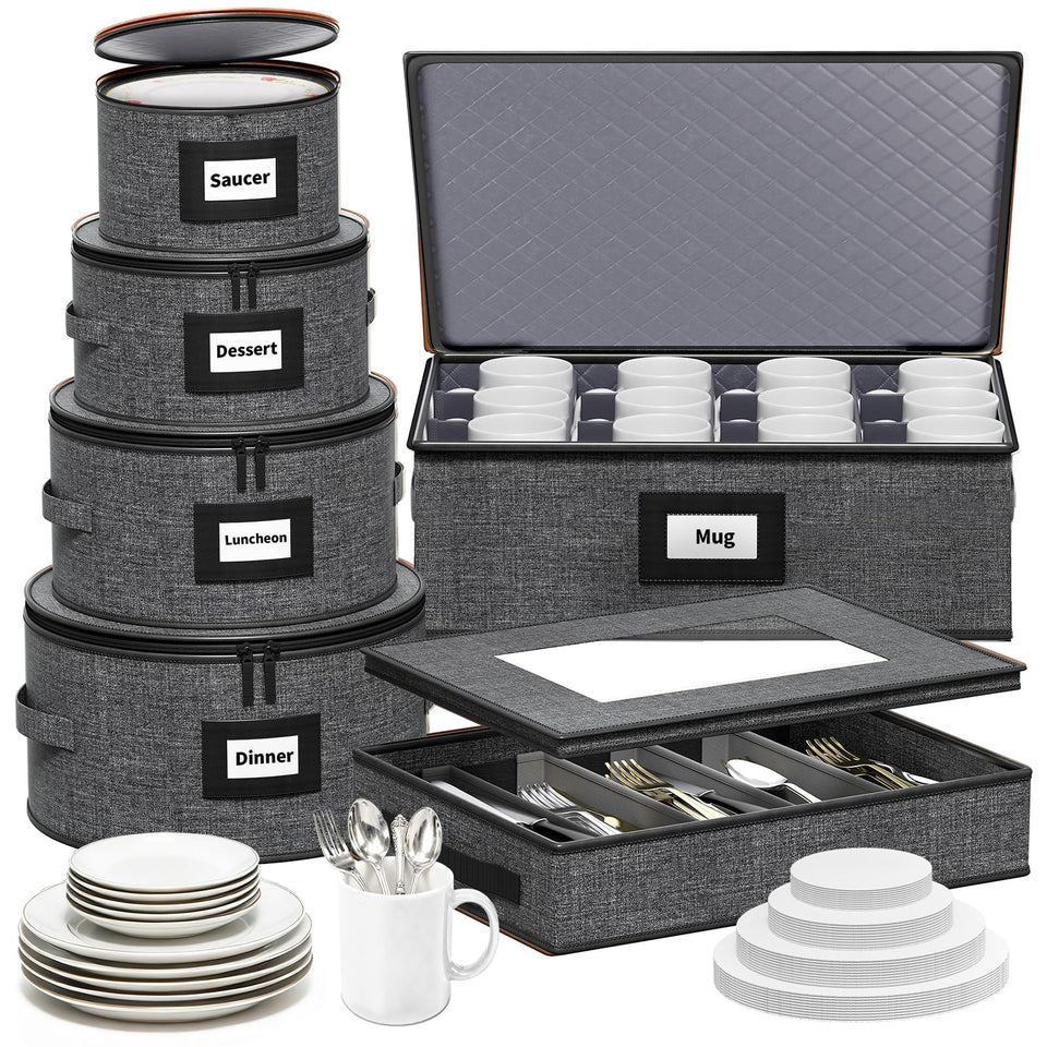 Aokeyee plate organizers protect dinnerware during moves and storage.