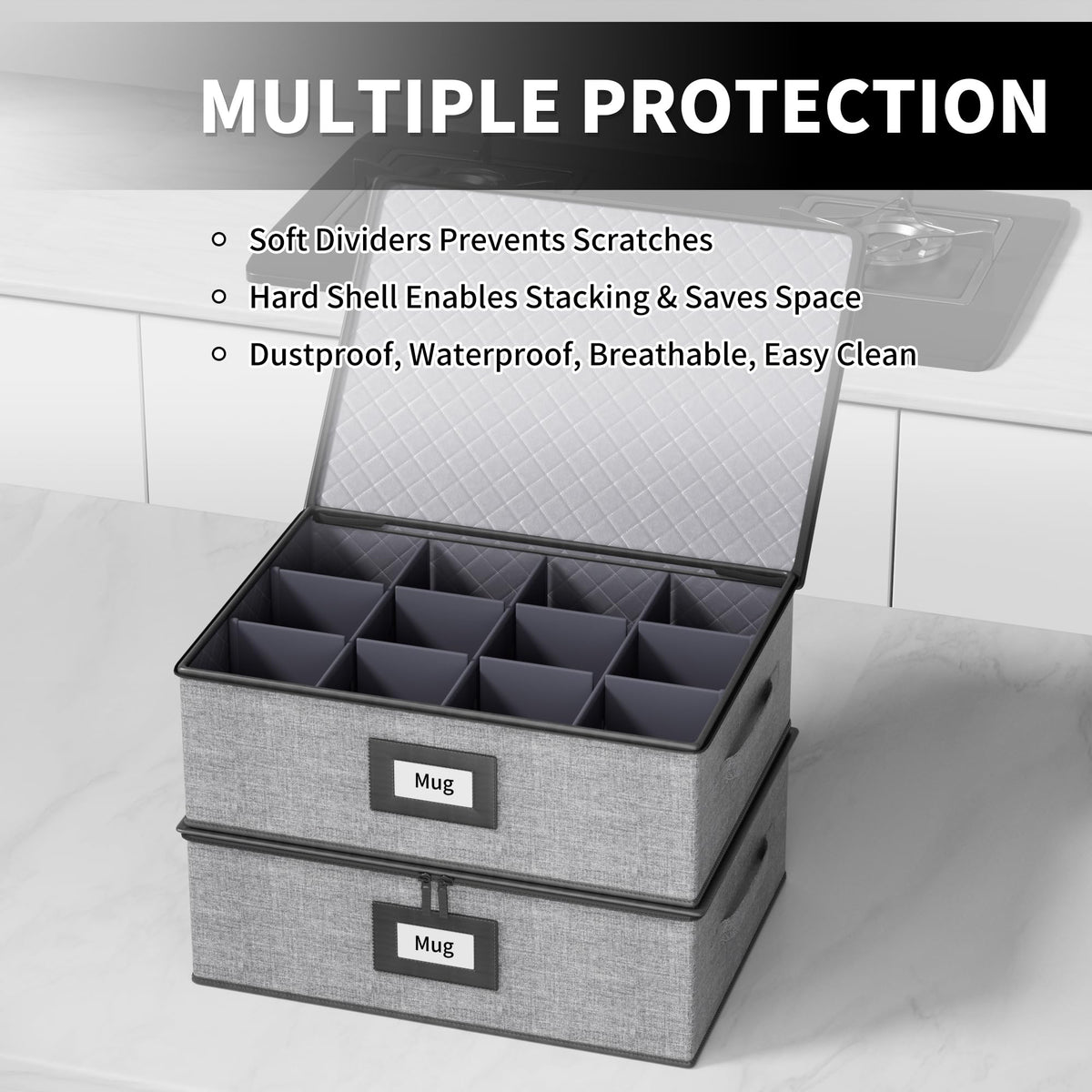 Aokeyee box featuring sturdy handles, dual zippers, and a label slot for easy access