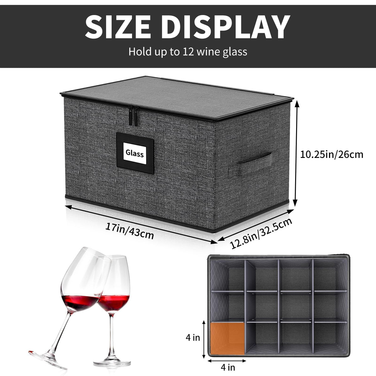 Aokeyee hard-shell stemware case in grey keeps glasses safe during transport.