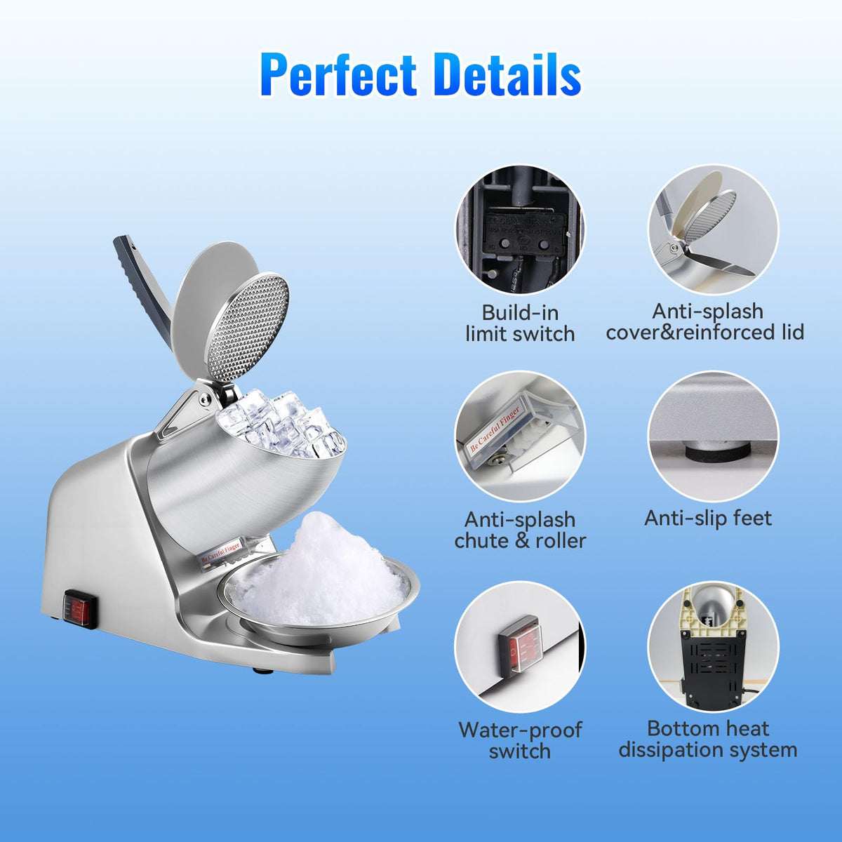 AOLTCUZ ETL-listed ice crusher ensures safe operation for home and commercial use.