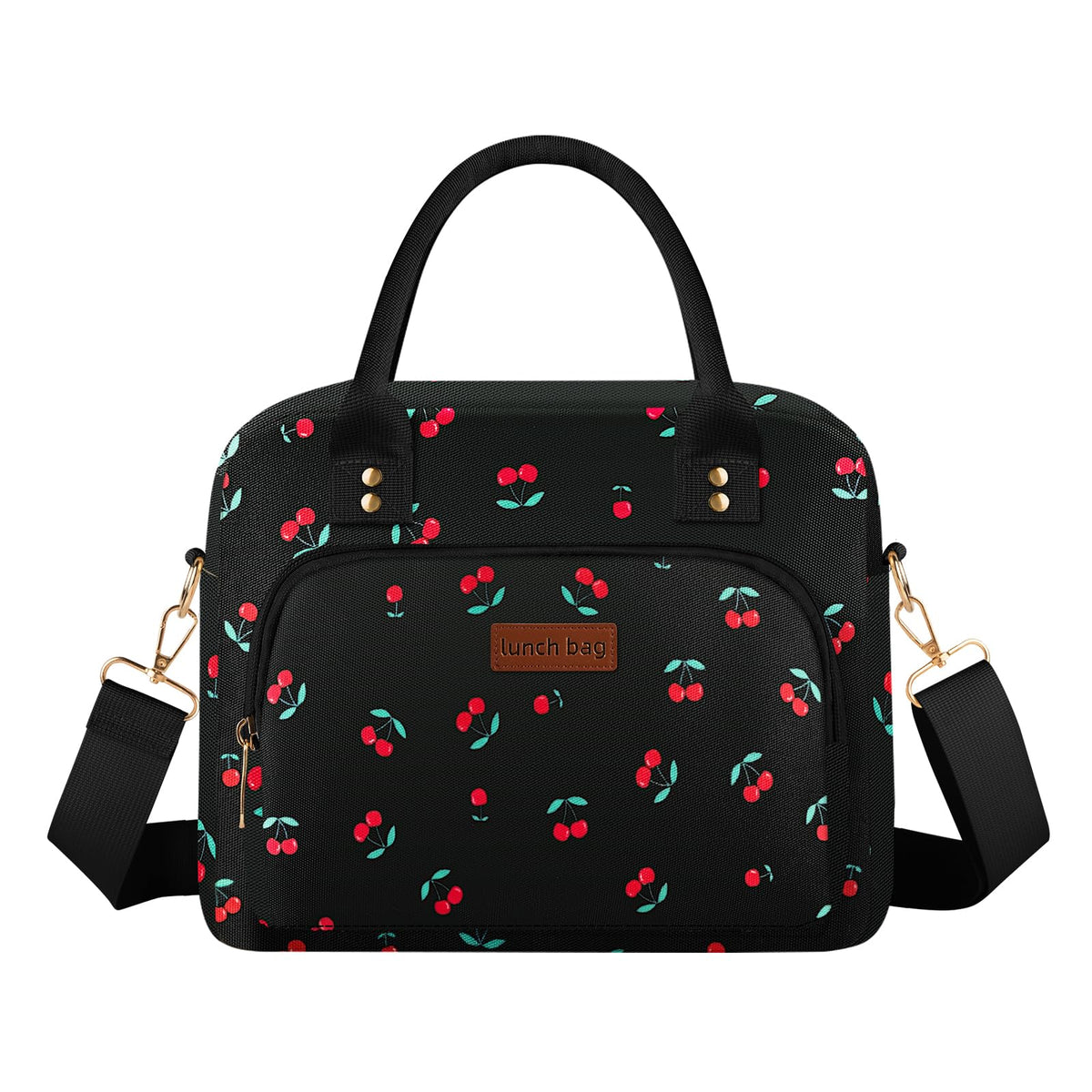 Aomeskoitoy cherry lunch bag with shoulder strap keeps meals organized.