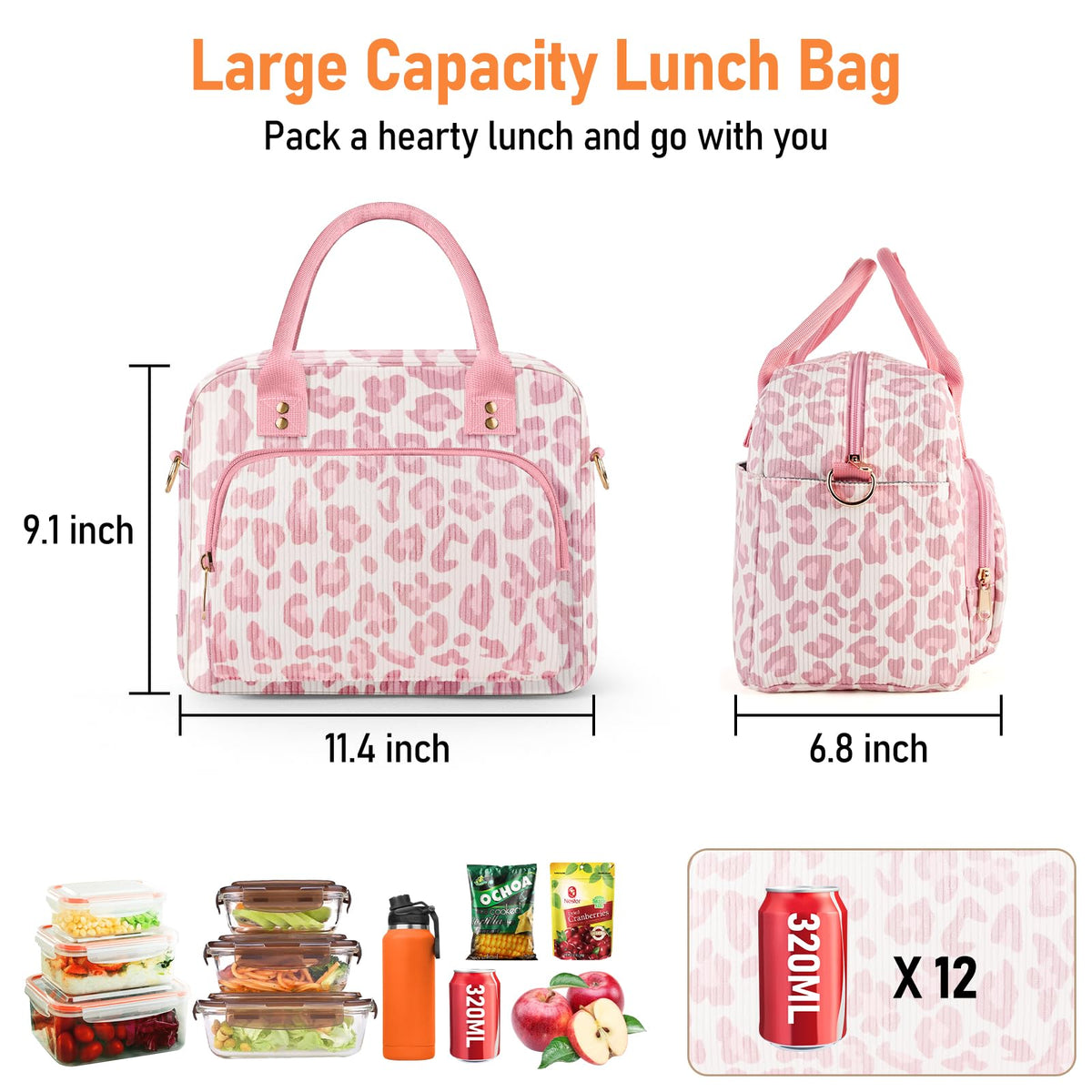 Aomeskoitoy lunch bag back pocket stores small items securely.