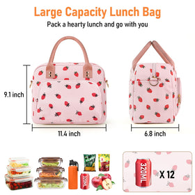 Aomeskoitoy lunch bag with adjustable shoulder strap for versatile carry.