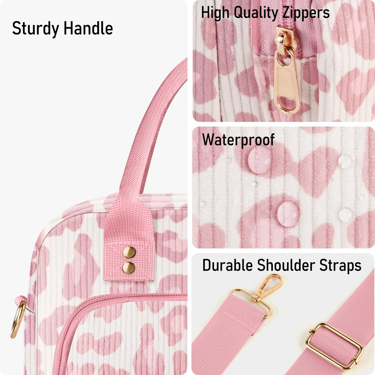 Aomeskoitoy lunch bag side pockets keep cups or umbrellas handy.