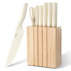 Aomiesen premium 8-piece knife set in block offers organized countertop storage