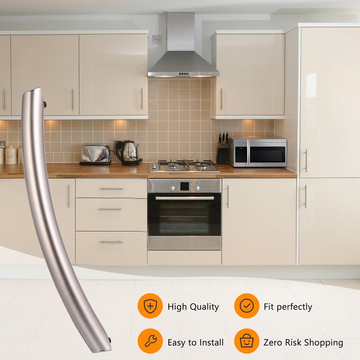 Aooashet ME16A4021AS door handle detail shows sturdy aluminum alloy.