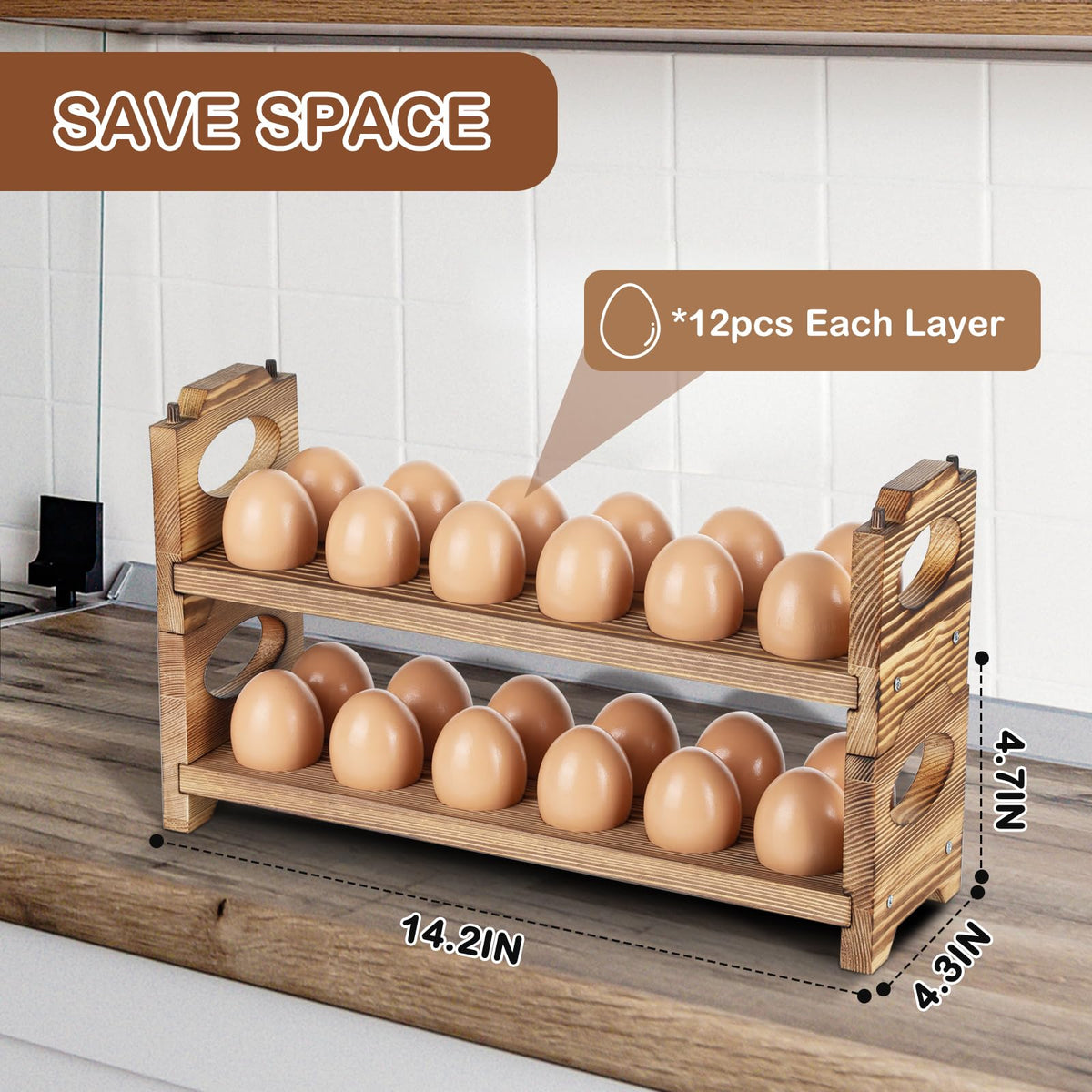 AOOHOOA wooden egg rack, assembly-friendly with included hardware.