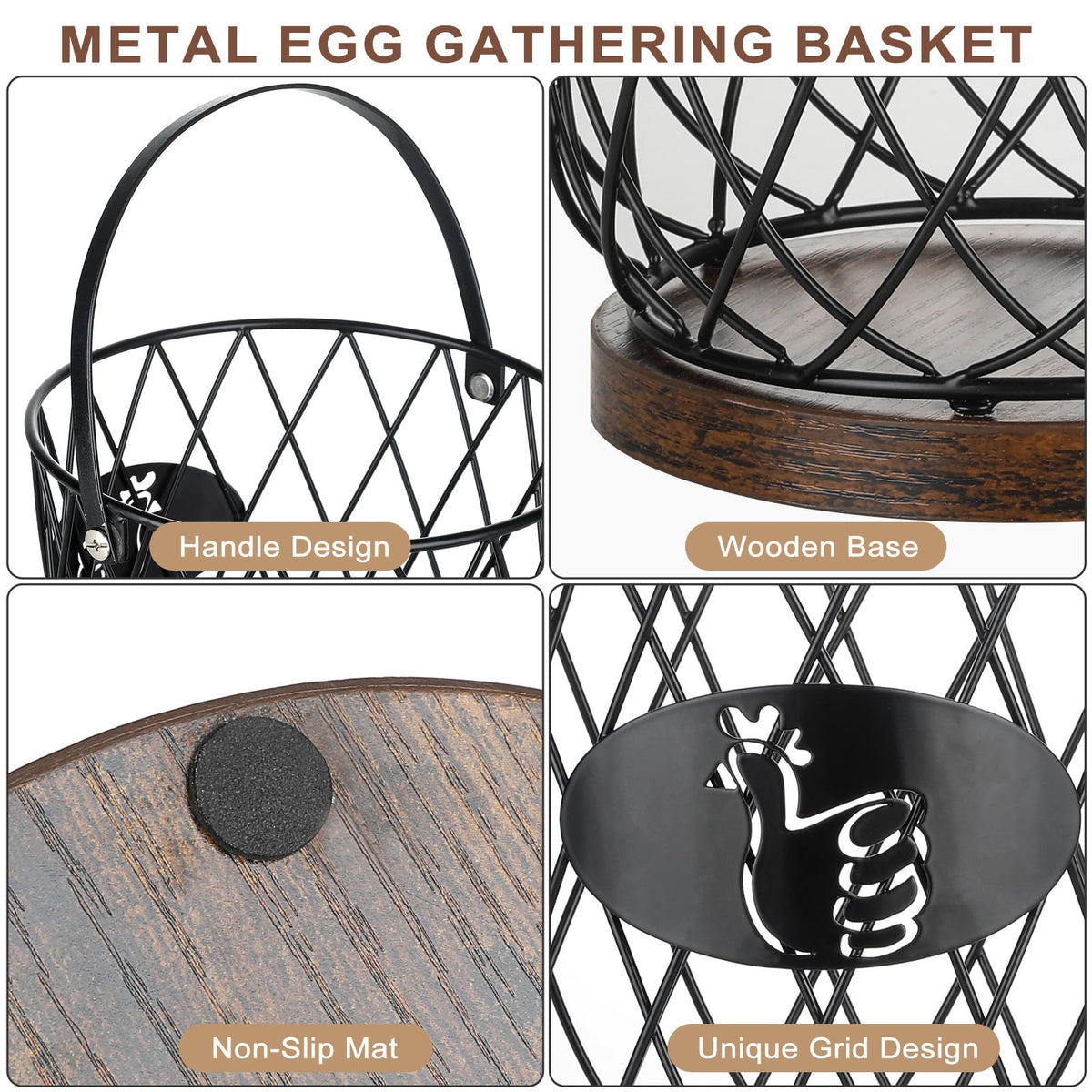 AOOHOOA metal mesh egg basket keeps eggs dry and airy