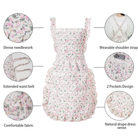 Aoomzoon apron with adjustable neck and waist ties for a comfortable fit.