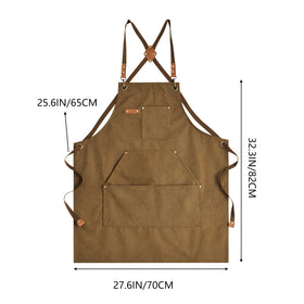 Aoomzoon brown apron pairs with casual or professional kitchens