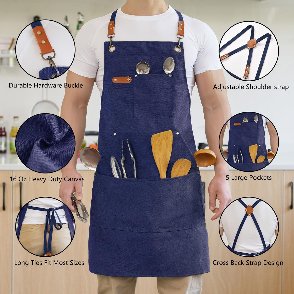 Aoomzoon cross-back strap adjustment image emphasizes neck-friendly design during long shifts