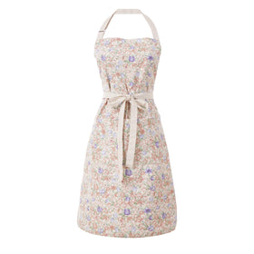 Aoomzoon double-sided floral apron in brown and pink protects clothes while cooking