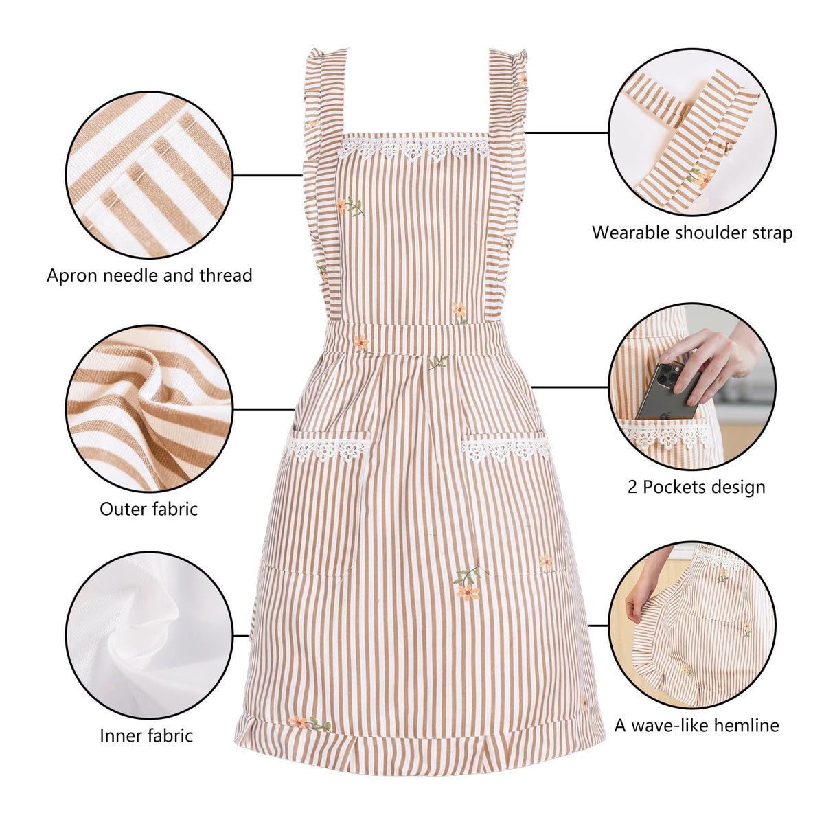 Aoomzoon machine-washable apron is easy to care for