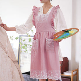 Aoomzoon apron lace ruffle detail adds feminine style for baking