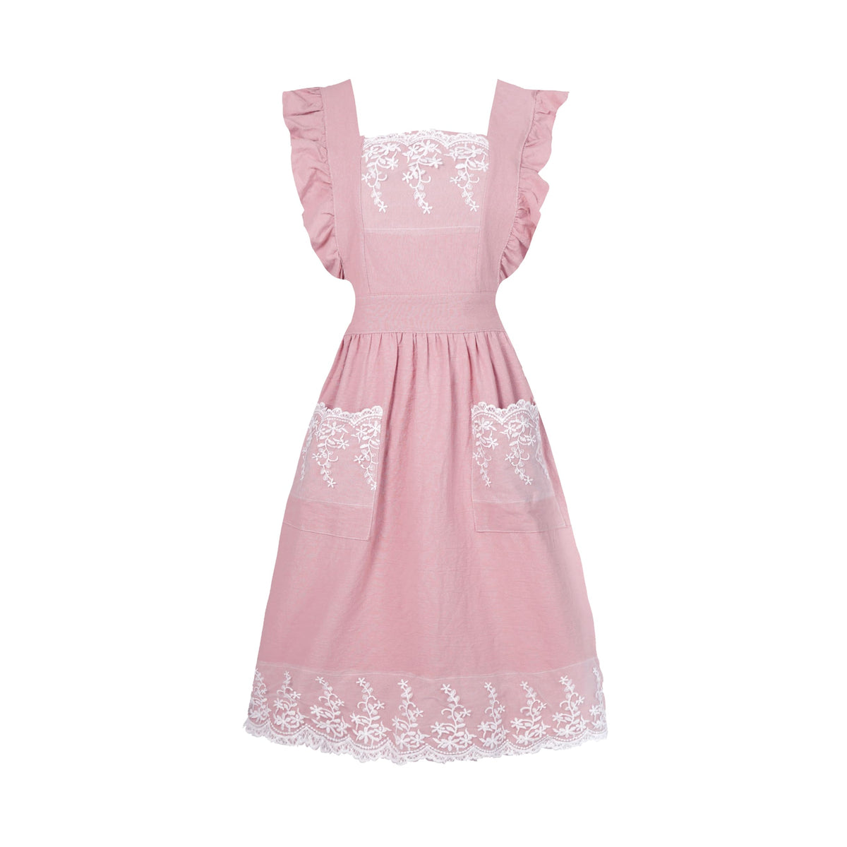 Aoomzoon vintage apron in pink with pockets for handy storage during cooking