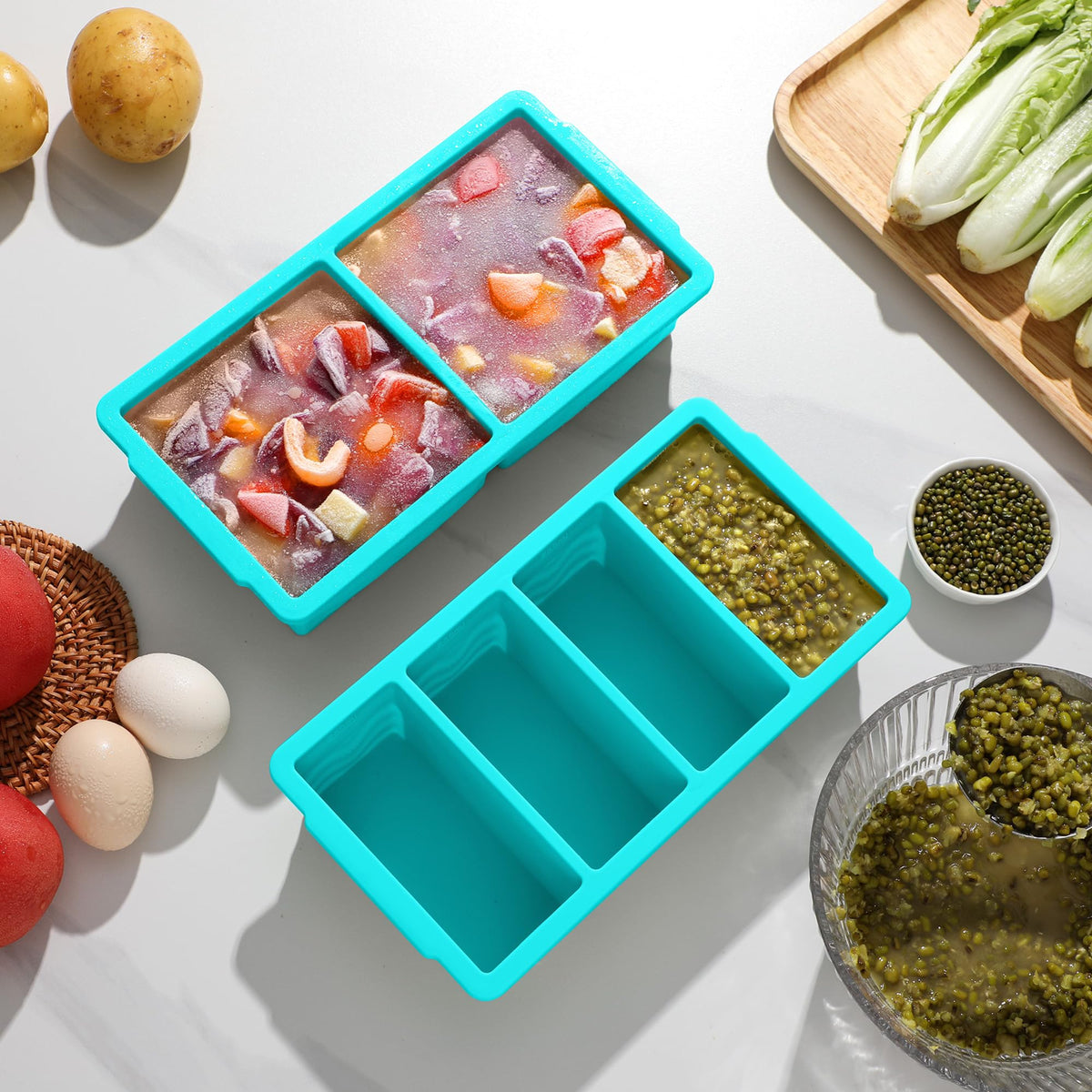Aopigavi freezer tray with stainless steel rim for sturdy handling.