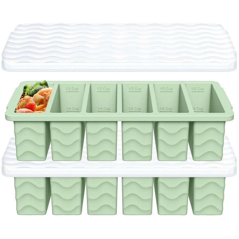 Aopigavi half-cup freezer mold with lid, top view for organized meal prep.