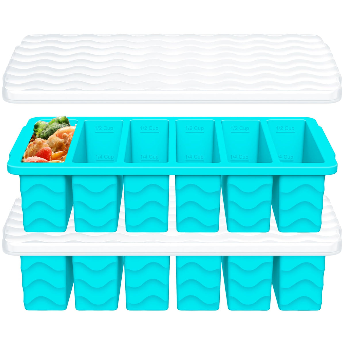 Aopigavi half-cup freezer mold with lid for easy portioned meals.