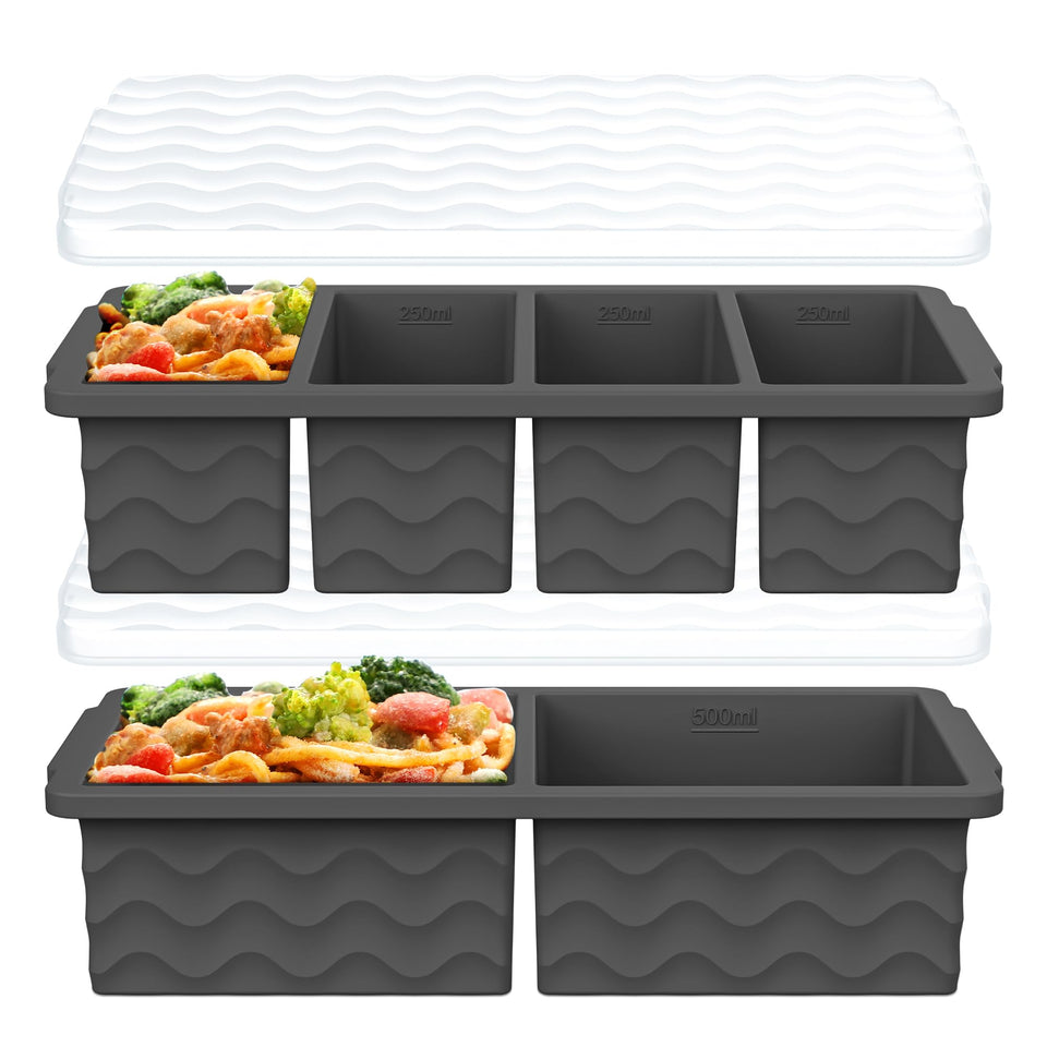 Aopigavi silicone freezer mold with lid, 2-cavity, ideal for precise 125ml portions.