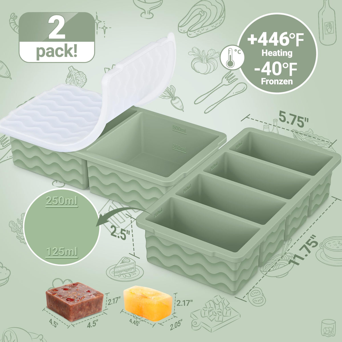 Aopigavi 4-cavity freezer mold with lid ideal for batch prep.