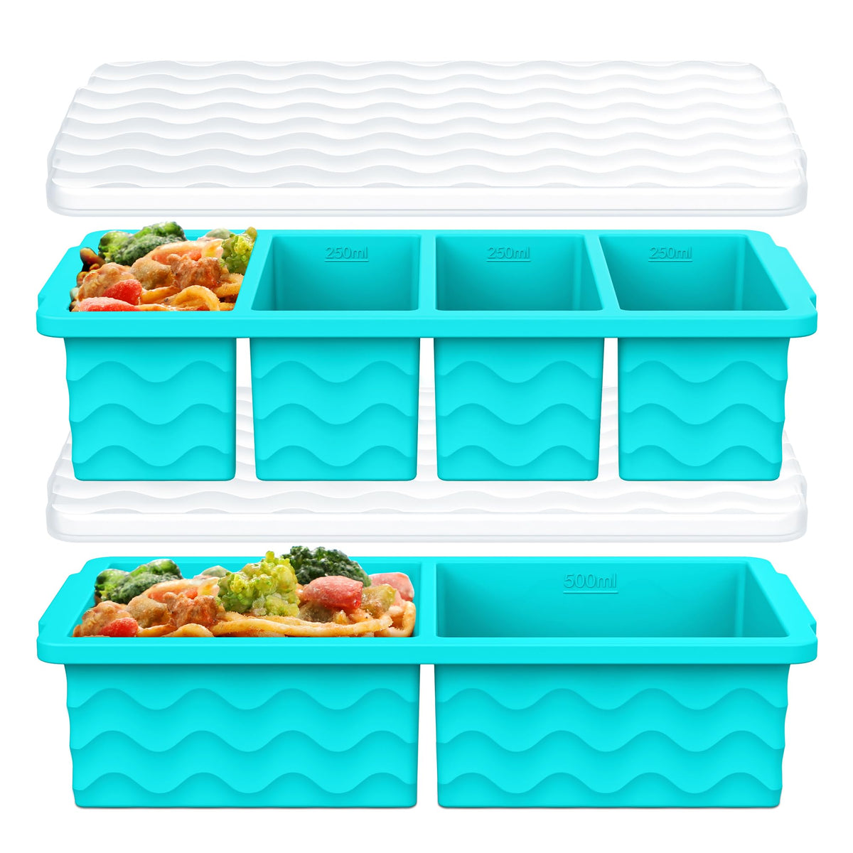 Aopigavi silicone freezer tray 2-cavity with lid for precise portions.