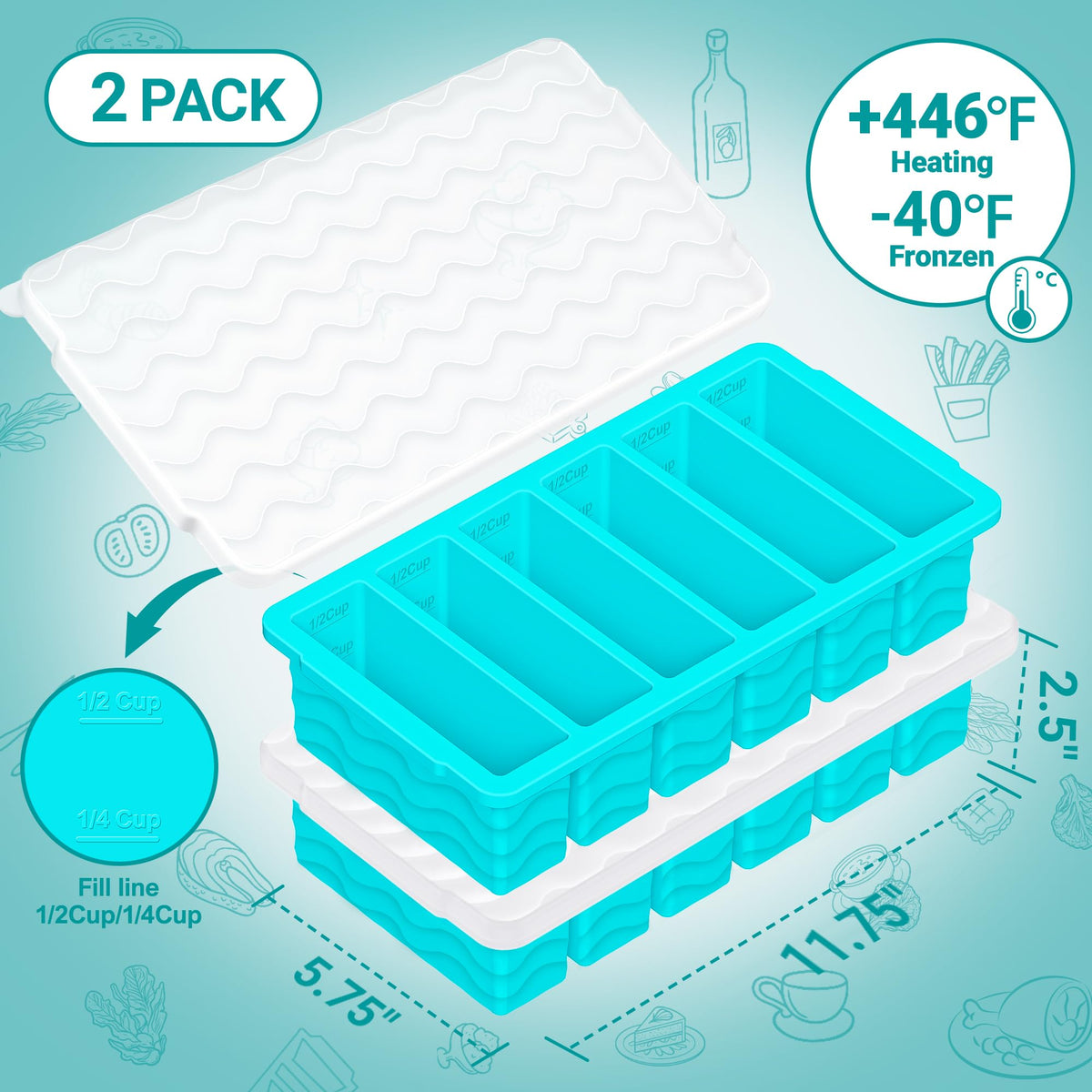 Two-pack freezer trays with lids ideal for soups and sauces.
