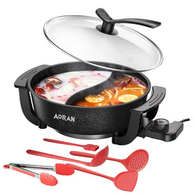 AORAN 6L hot pot divider demonstrates dual cooking zones for varied flavors.