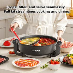 Dual cooking zones support spicy or mild flavors side-by-side.