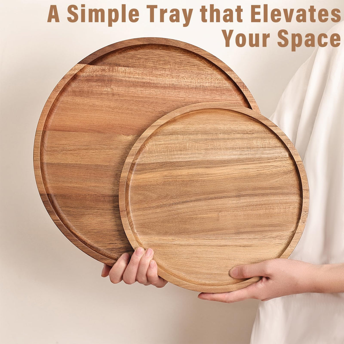 Aoravvik lightweight round tray cleans with a damp cloth.
