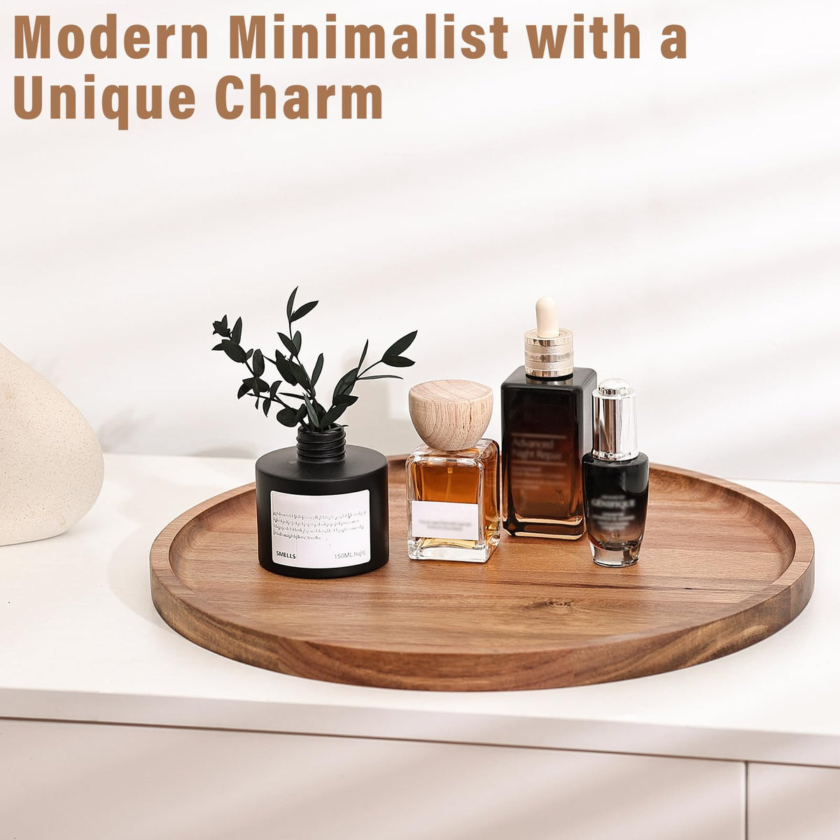Aoravvik farmhouse-style decor tray on a coffee table.