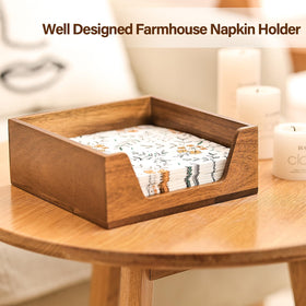 Aoravvik farmhouse-style napkin holder showcases wood grain detail.