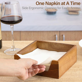 Aoravvik napkin holder with napkins demonstrates farmhouse style on a dining table.