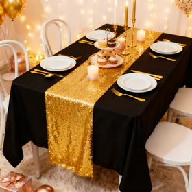 Aorokugatsu birthday sequin table runner brings festive glow to celebrations.