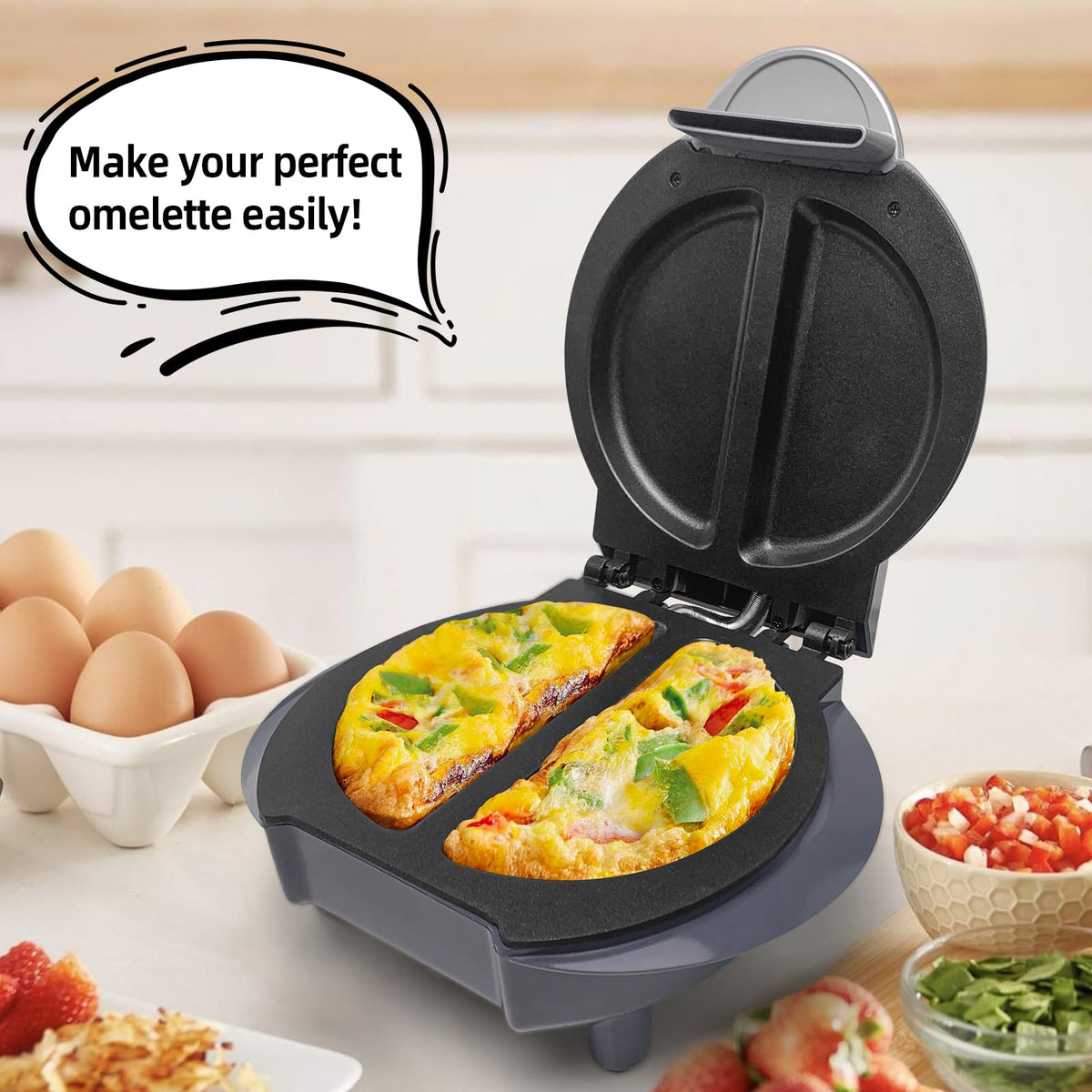 Aoruru Electric Omelet Maker compact storage fits easily in your pantry.